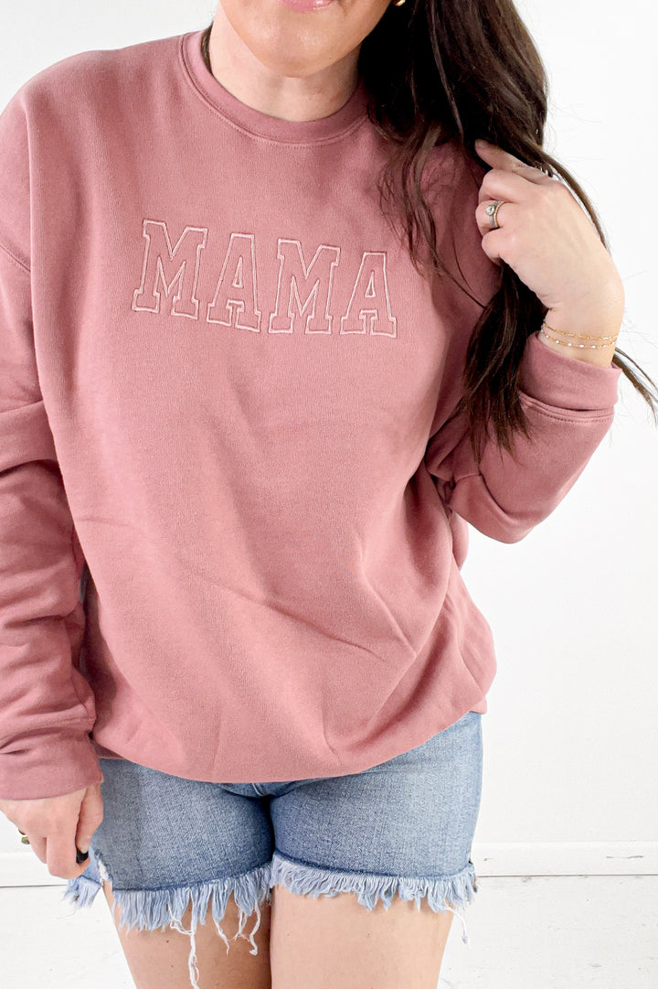 Embroidered Mama Mauve Sweatshirt