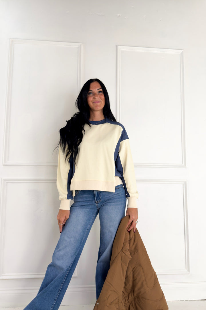 Colorblock Terry Pullover Sweatshirt