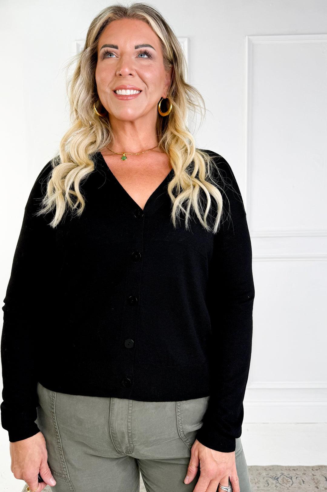 Lightweight Cashmere Blend Button Cardigan