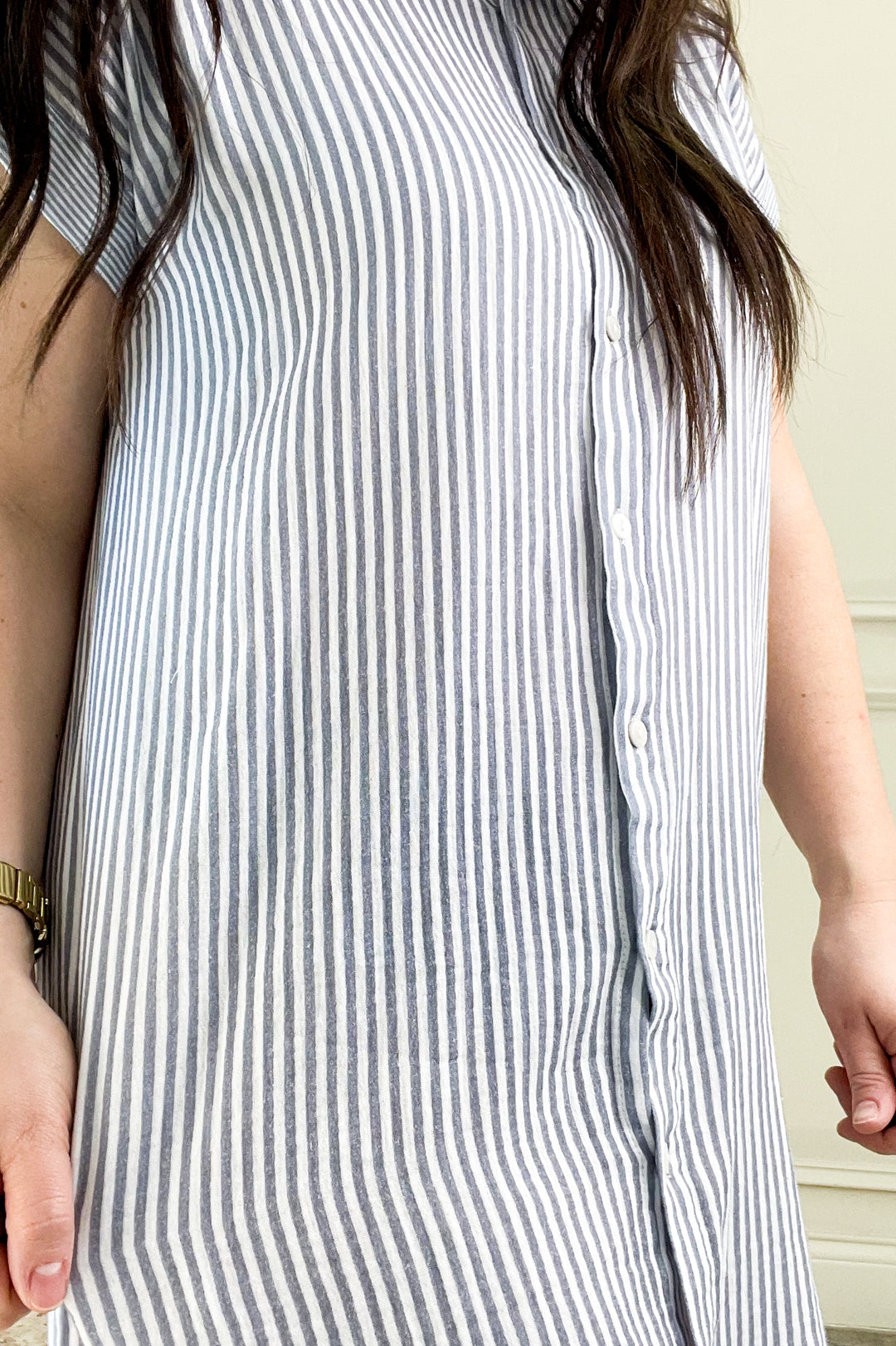 Collared Cap Sleeve Shirt Tail Mini Dress