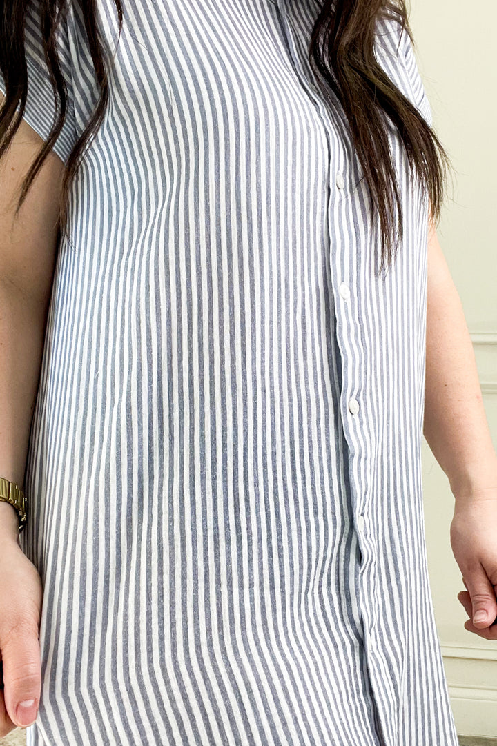 Collared Cap Sleeve Shirt Tail Mini Dress