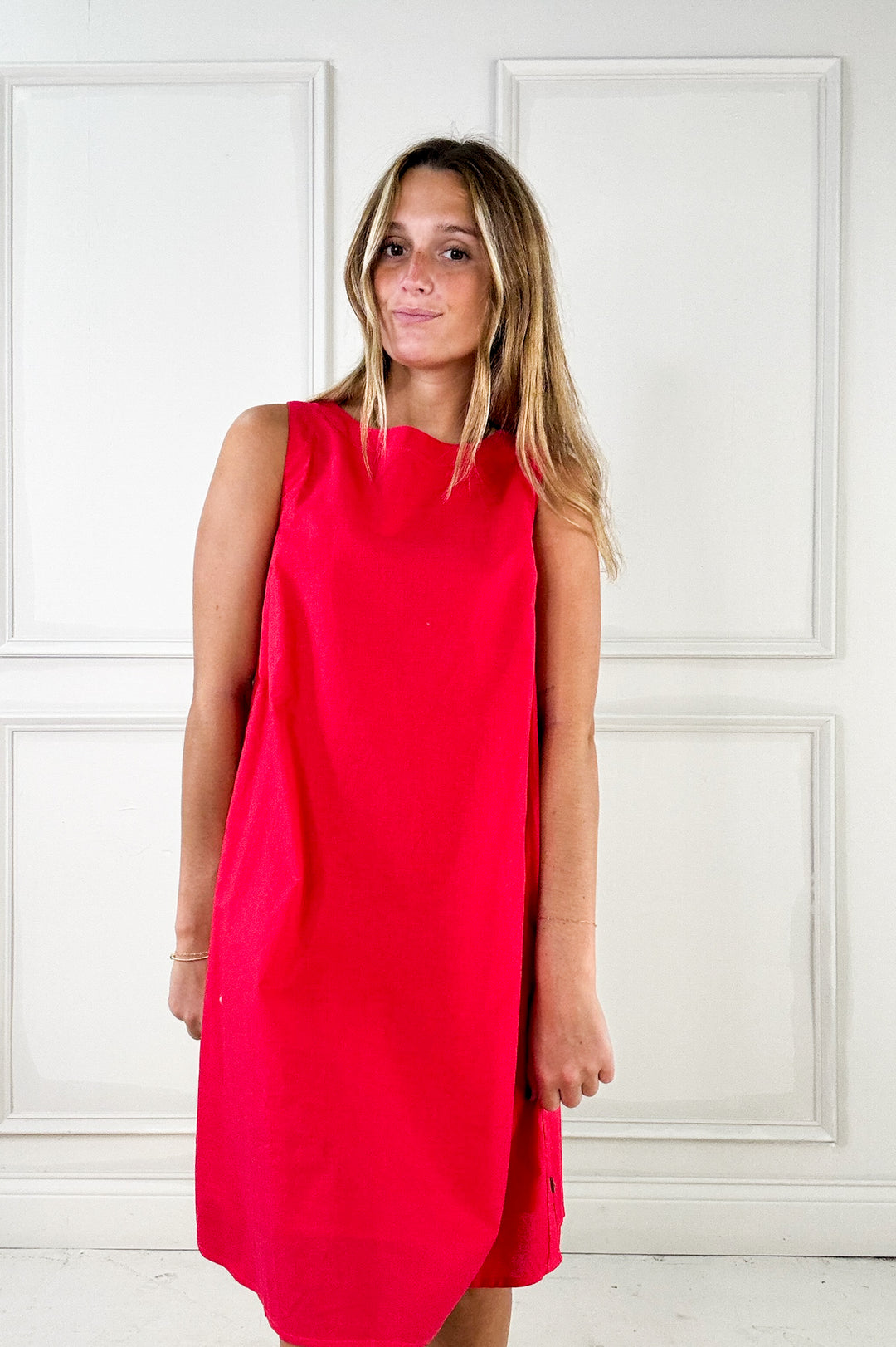 Linen Side Button Detail Mini Dress