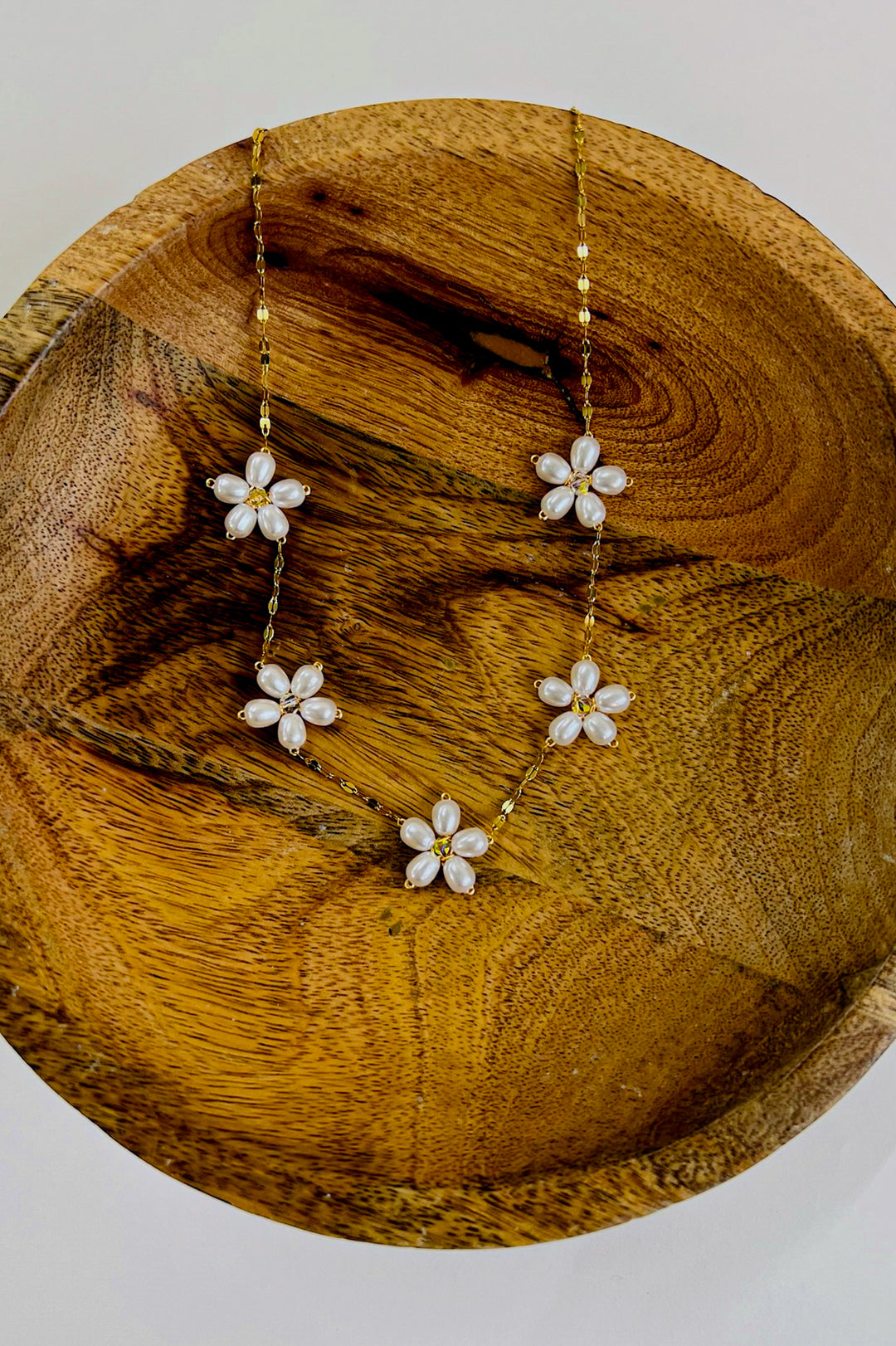 18K Pearl Flower Station Necklace