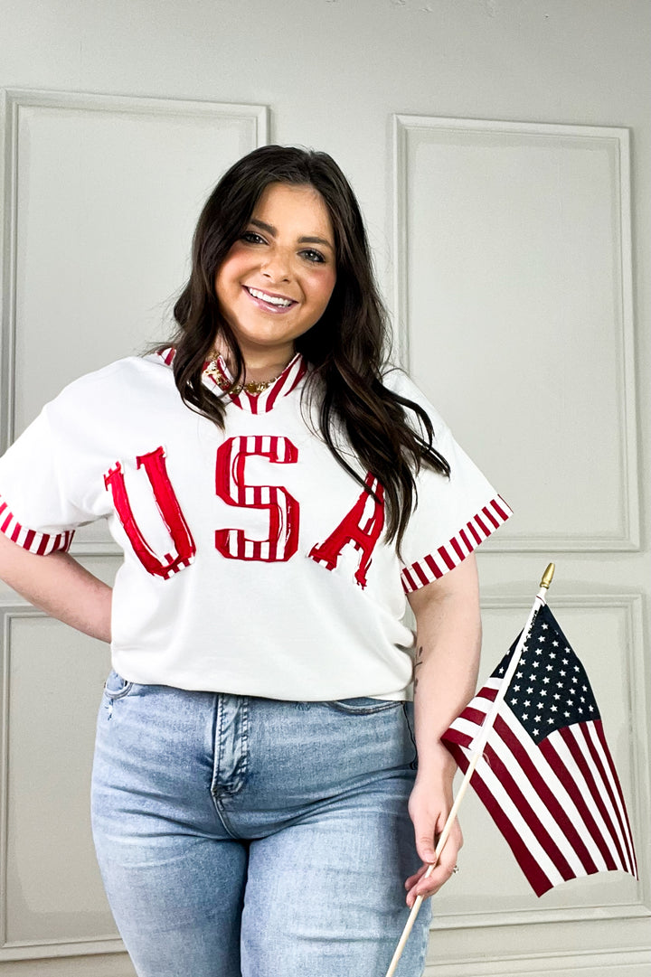 USA French Terry Striped Top