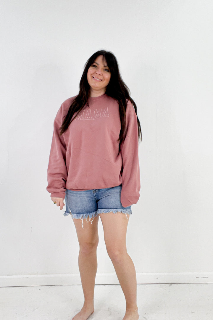 Embroidered Mama Mauve Sweatshirt
