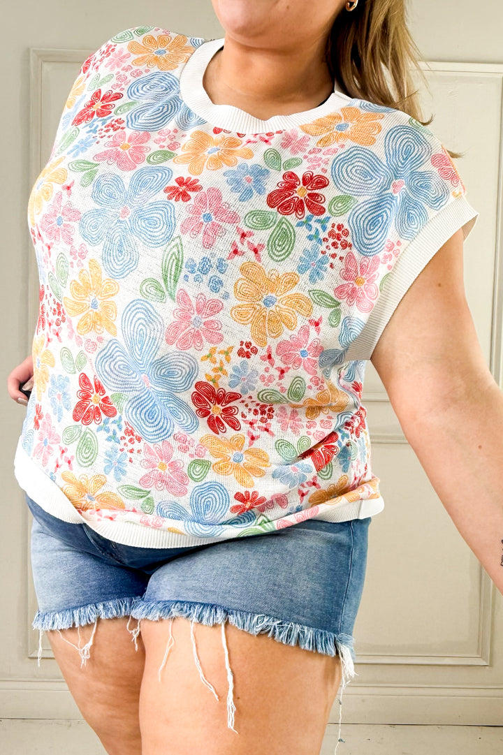 Floral Print Sweater Vest