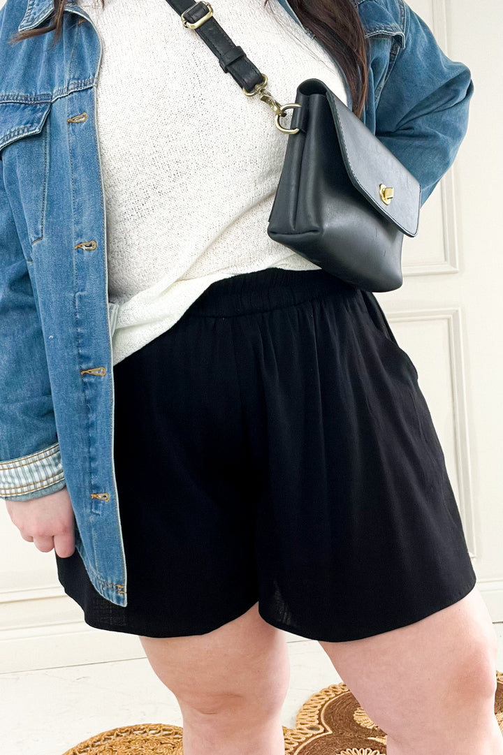 Woven Elastic Band Flowy Pocket Shorts