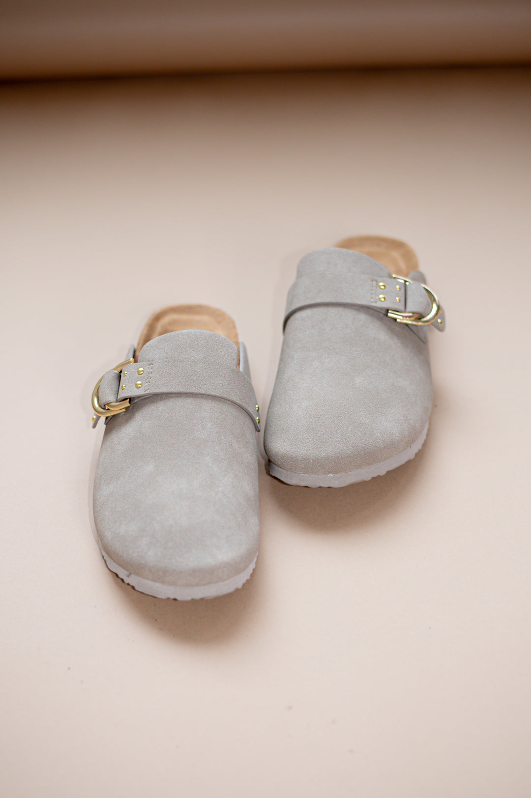 Cork Sole Gold Buckle Clogs