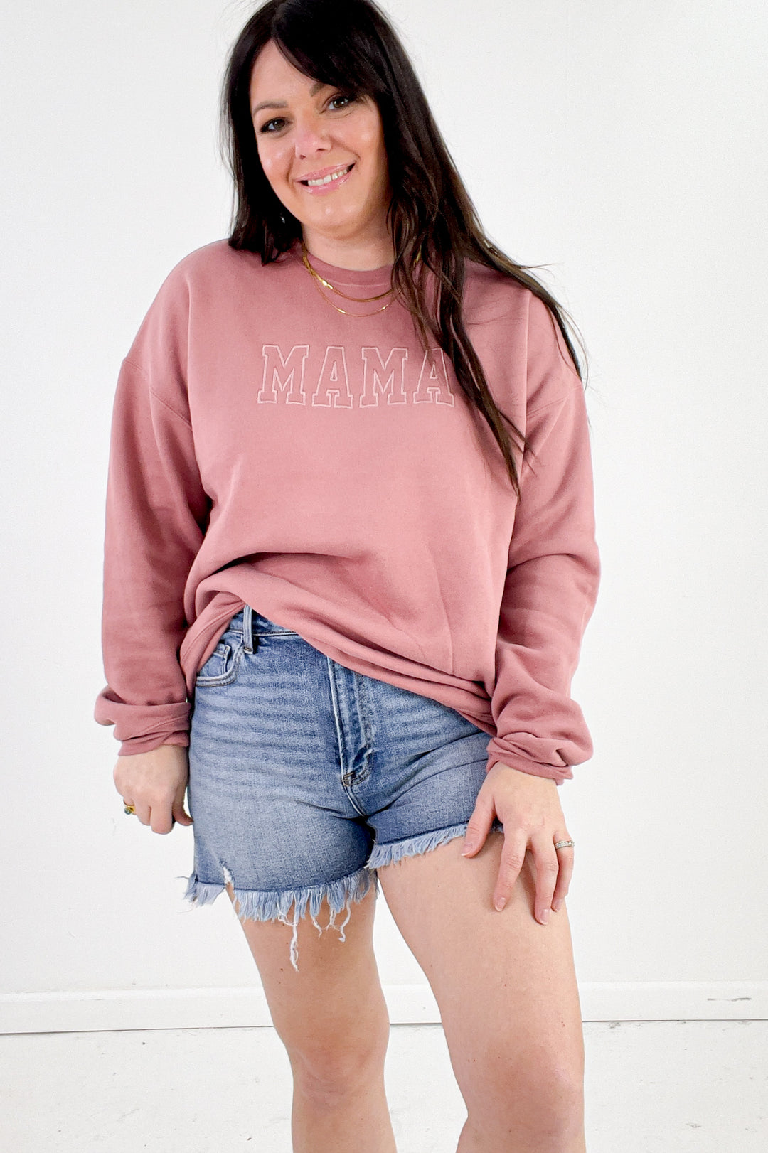Embroidered Mama Mauve Sweatshirt
