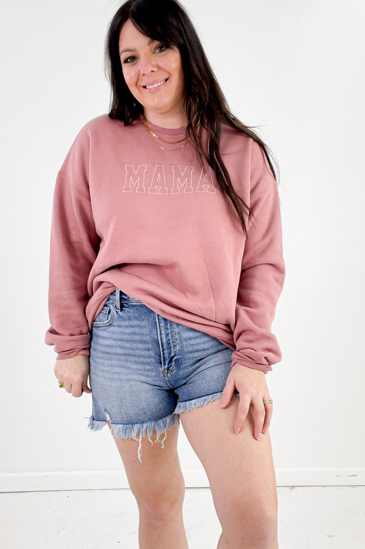 Embroidered Mama Mauve Sweatshirt