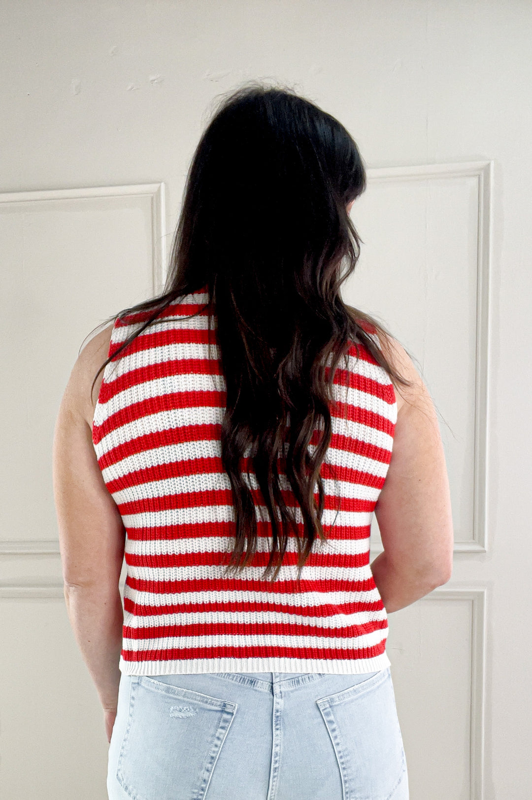 Striped Button Front Sweater Vest