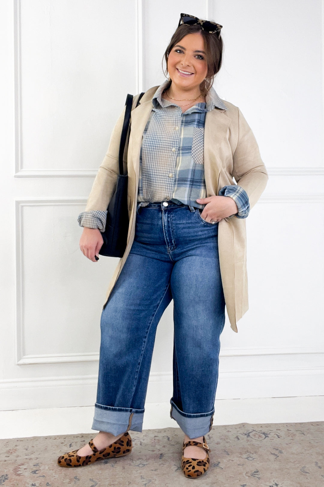 Long Sleeve Open Front Faux Suede Jacket