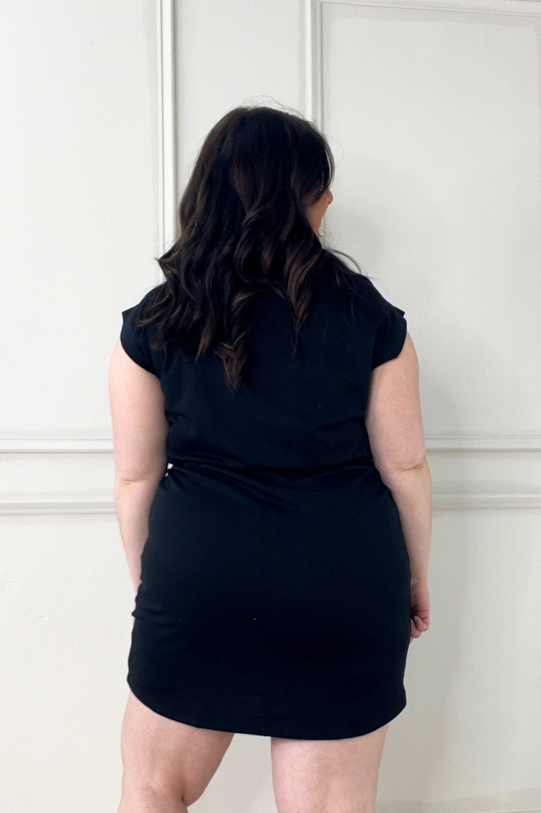 Drawstring Waist Cap Sleeve Mini Dress