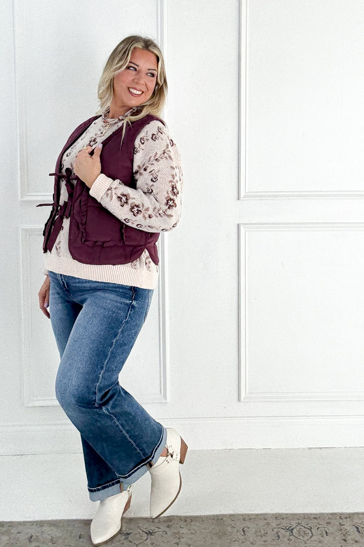 Quilted Vest with Tie-Front and Patch Pockets