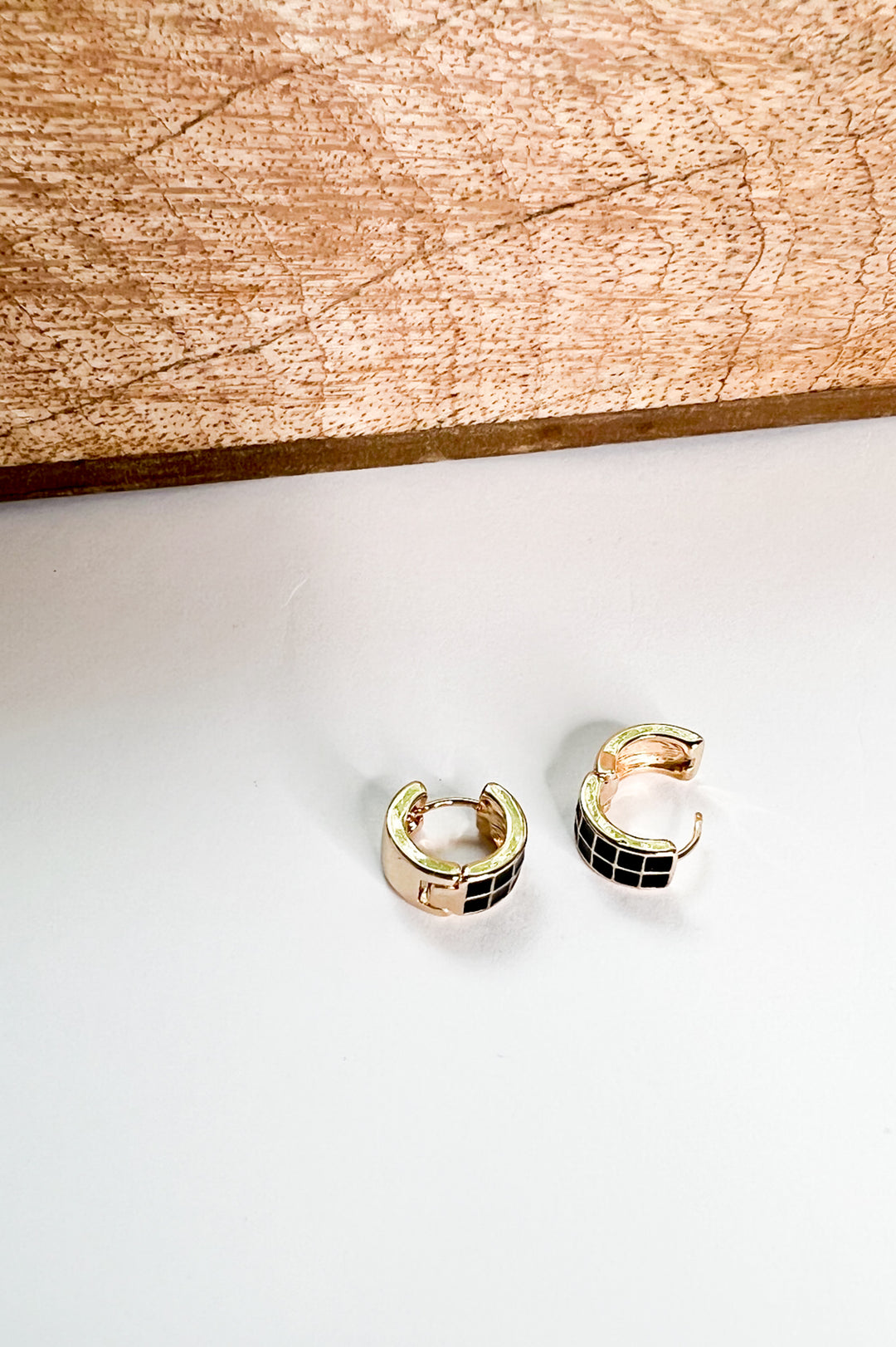Checker Epoxy Huggie Hoop Earrings