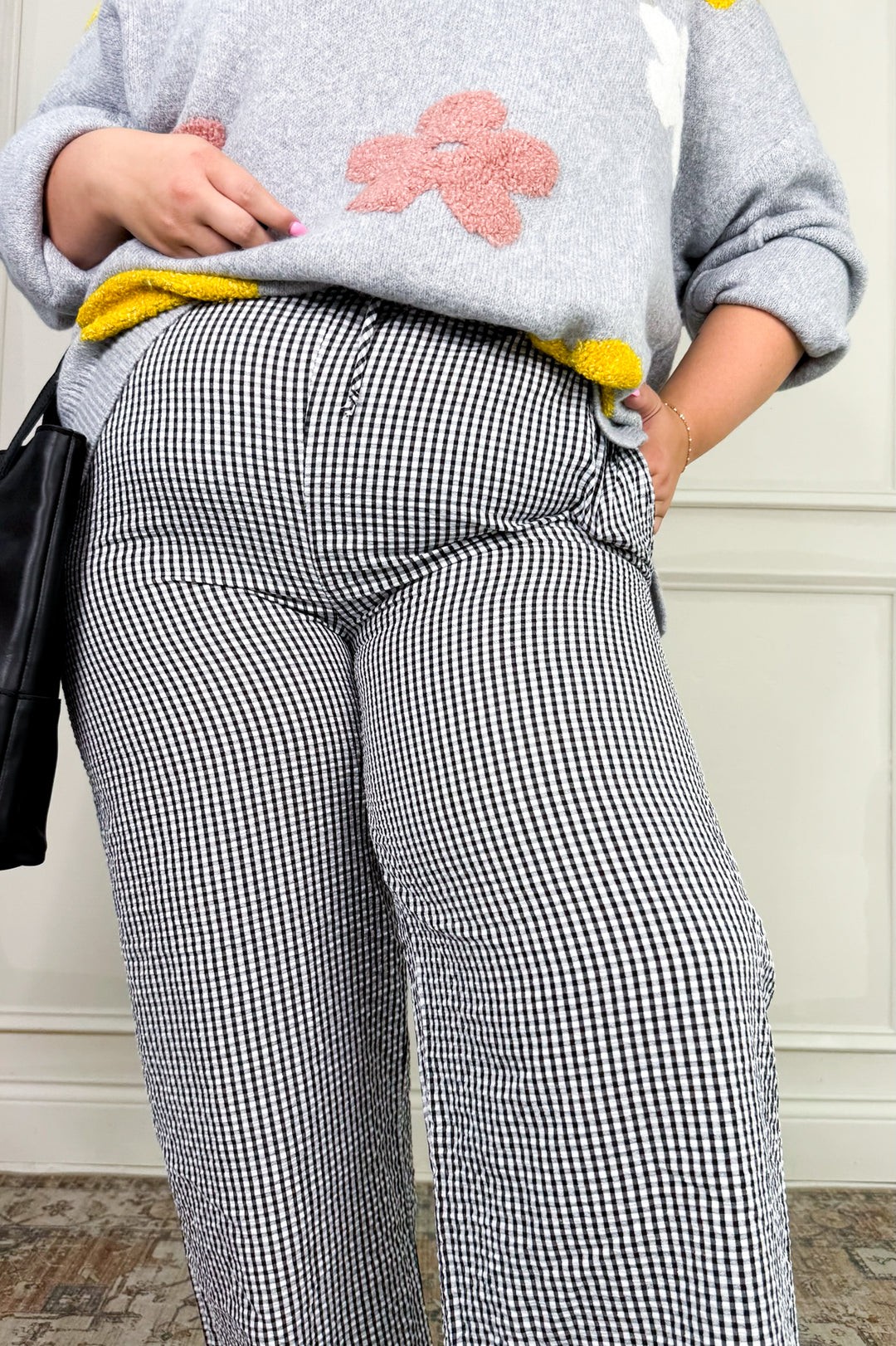 Gingham Boxer Drawstring Curvy Pants