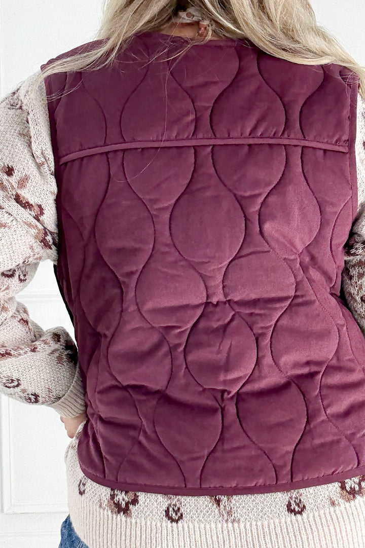 Quilted Vest with Tie-Front and Patch Pockets