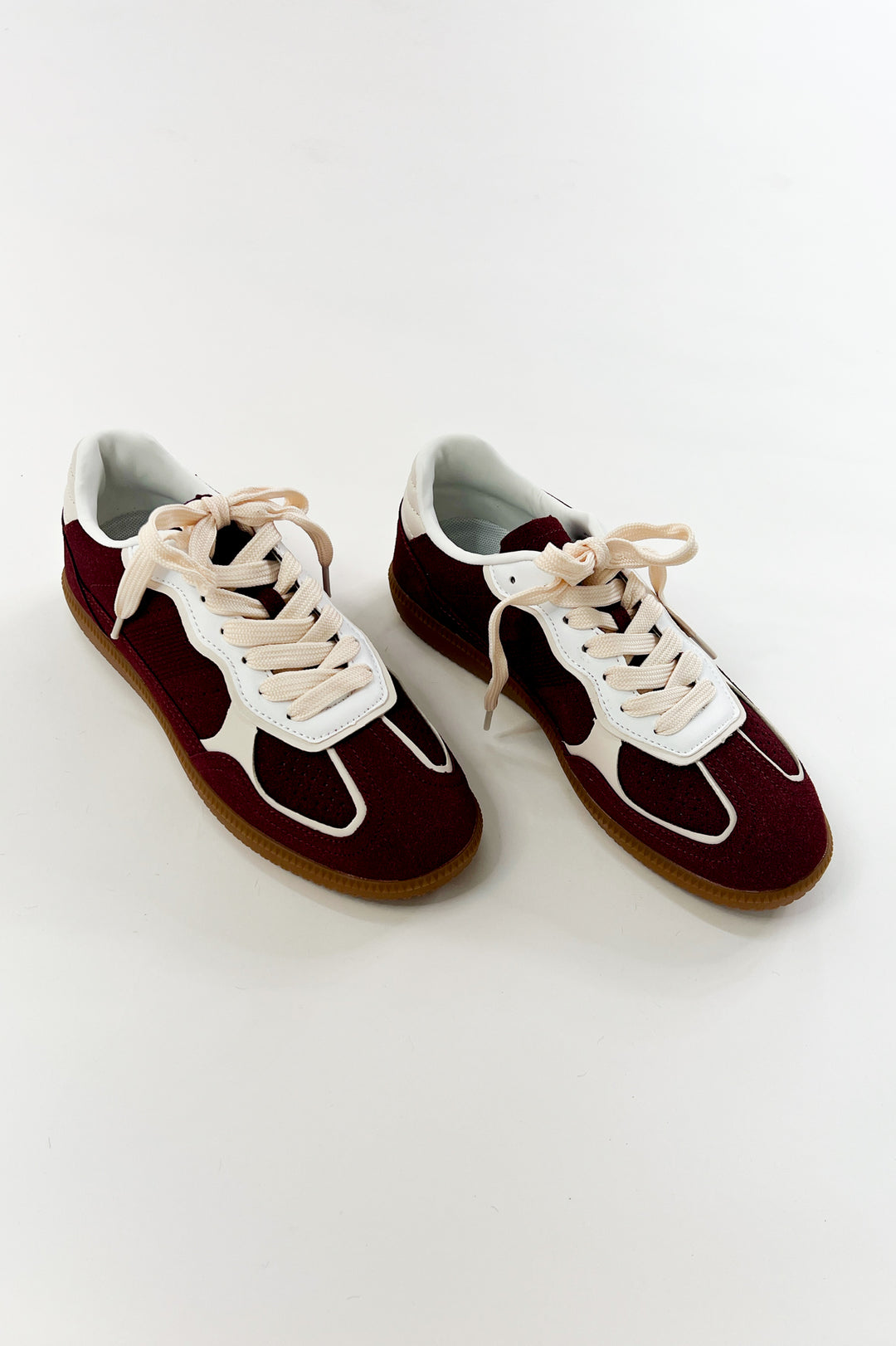 Burgundy Suede Court Sneakers