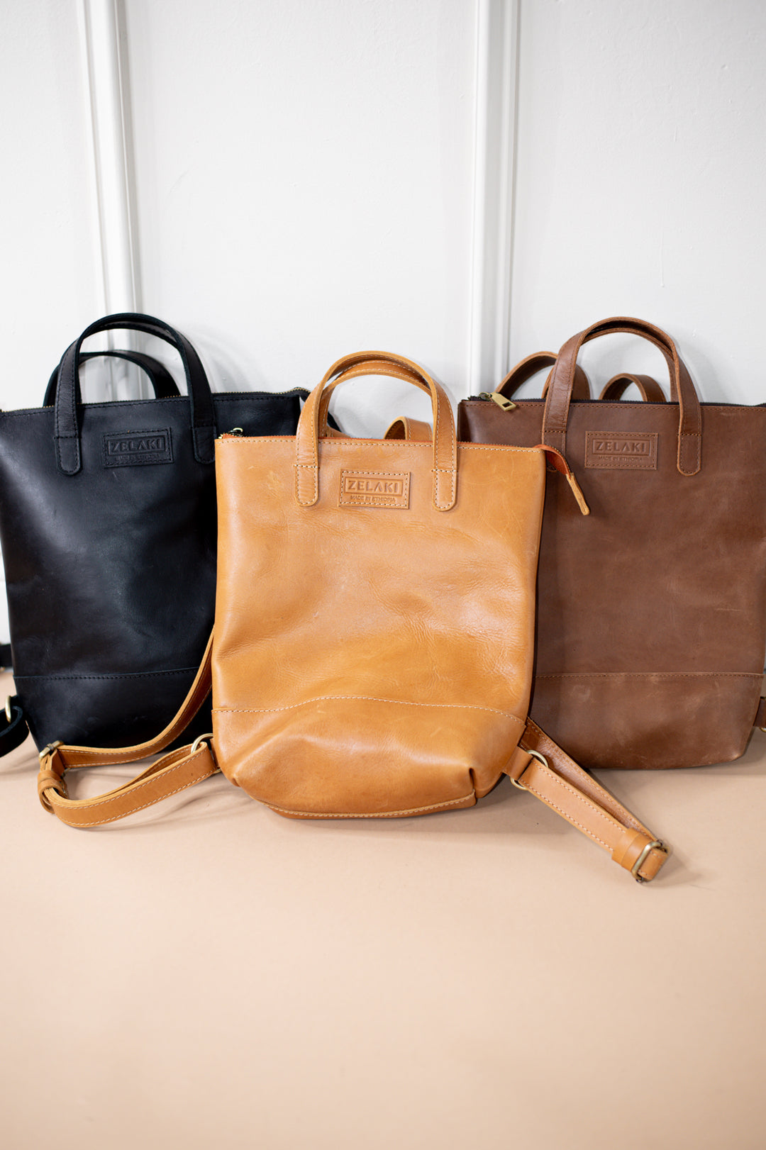 Dessie Leather Backpack- Mustard  - Zelaki Leather Co.