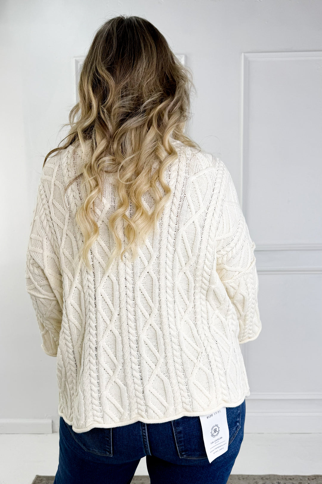 Oversized Bell Sleeve Cable Knit Sweater