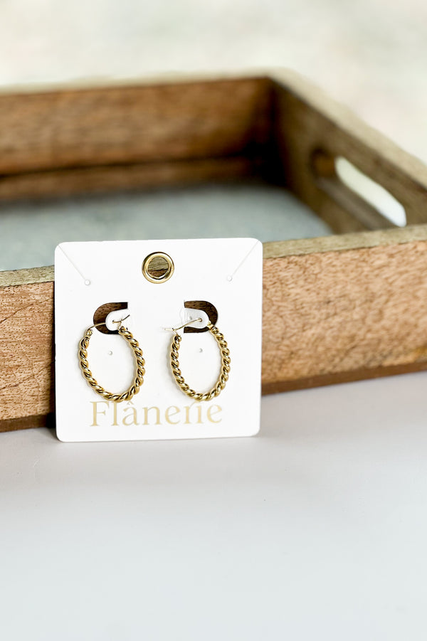 Brook Gold Non-Tarnish Braided Hoop Earring