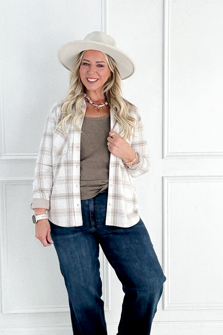 Thread & Supply Saja Button Down Plaid Collared Shirt