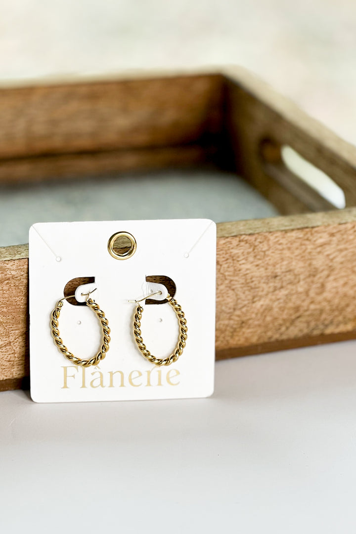 Brook Gold Non-Tarnish Braided Hoop Earring