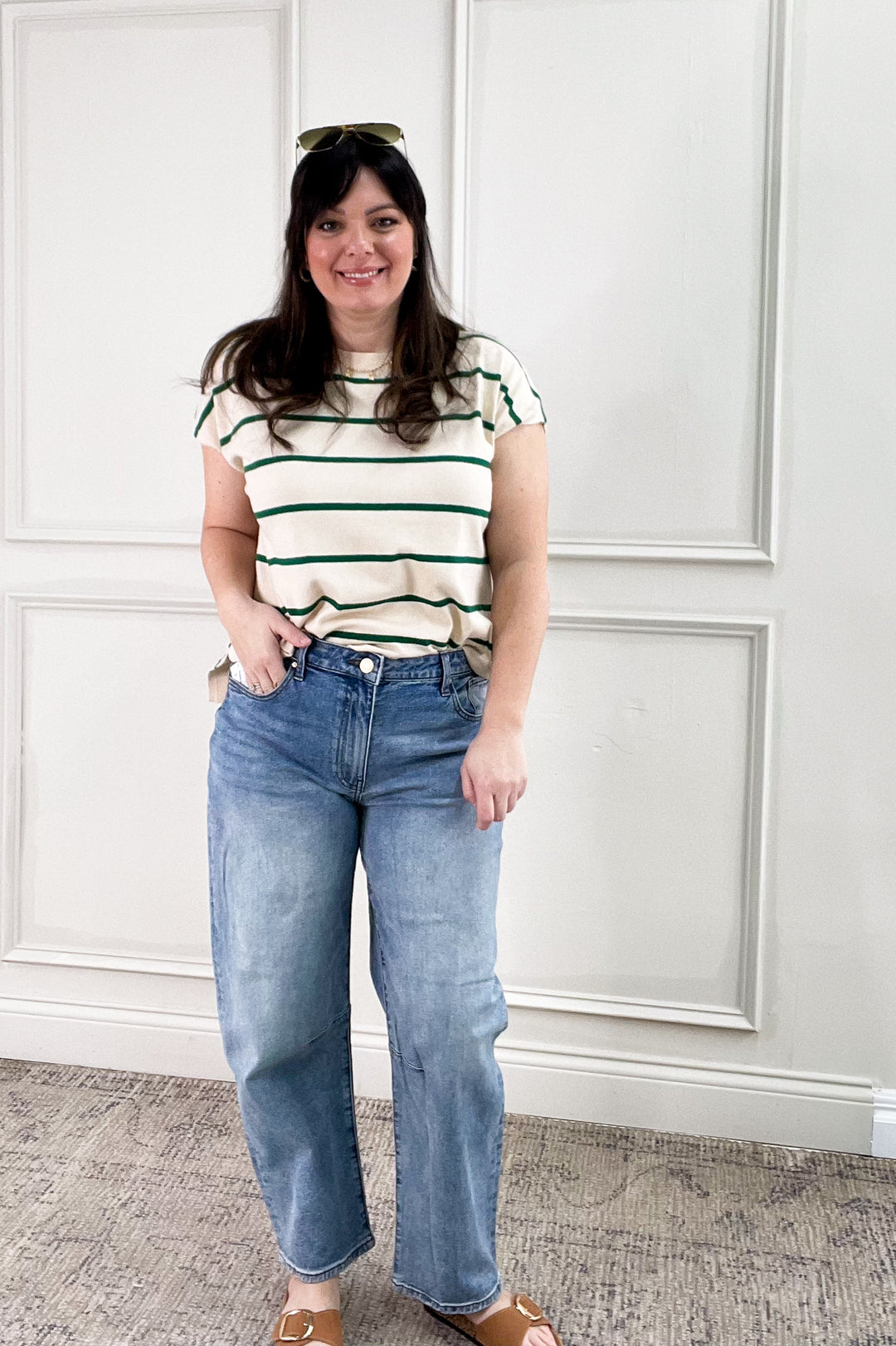 Striped Short Sleeve Sweater Top