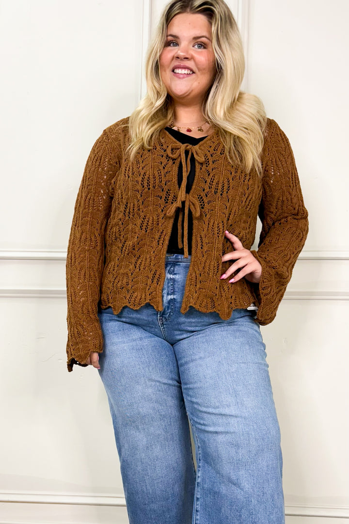 Front Tie Bell Sleeve Curvy Top