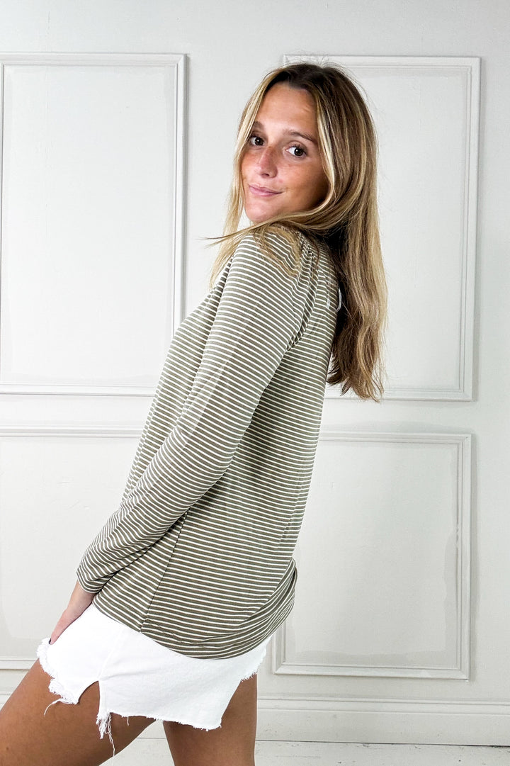 Pinstripe Long Sleeve Terry Top