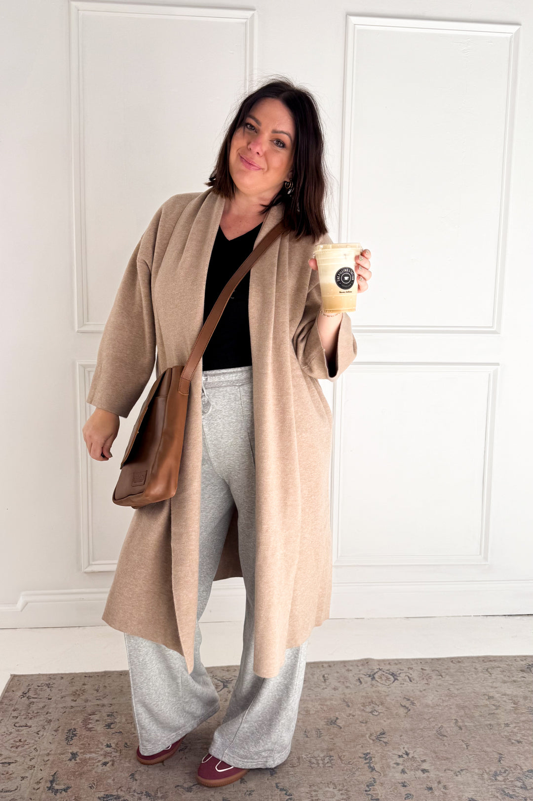 Open Front Long Line Knit Cardigan Coat