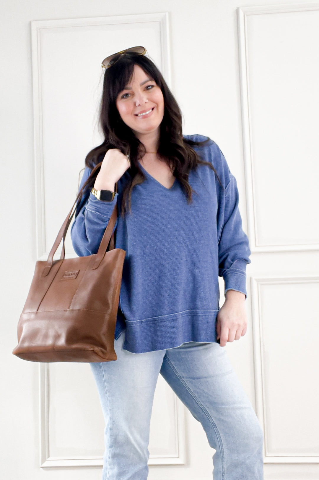 Mineral Wash Oversized Long Sleeve Pullover Top