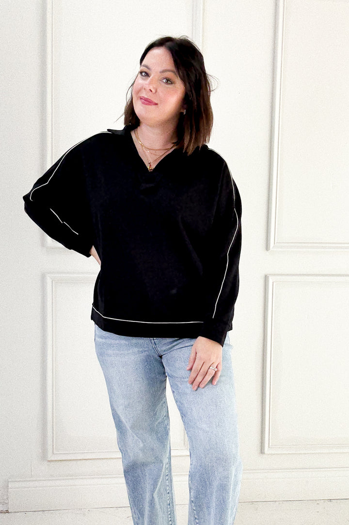 Coastline Collared Contrast Piping Pullover