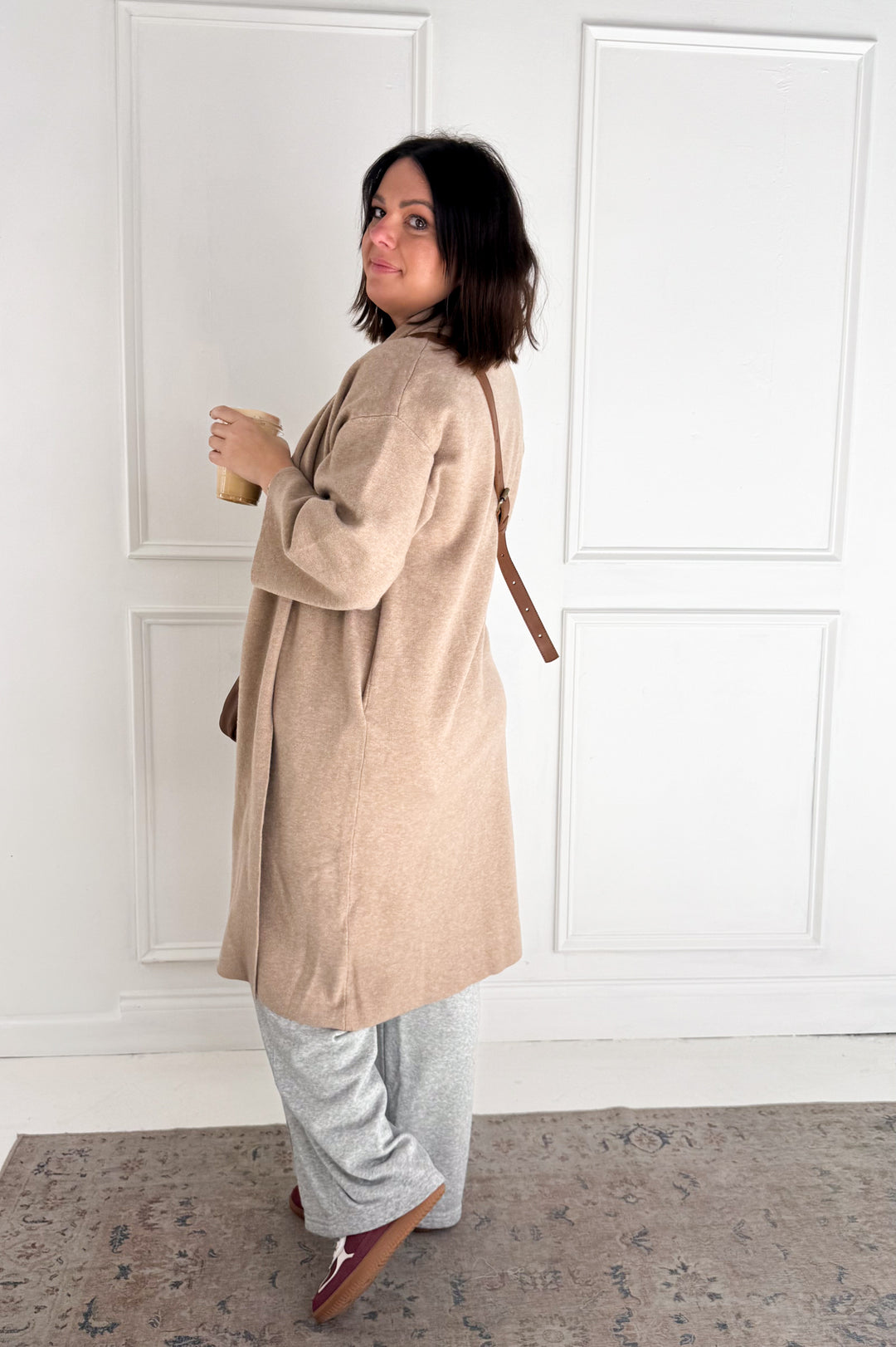 Open Front Long Line Knit Cardigan Coat