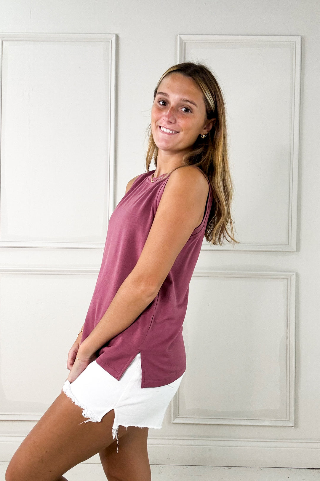 Super Soft Side Slit Sleeveless Top