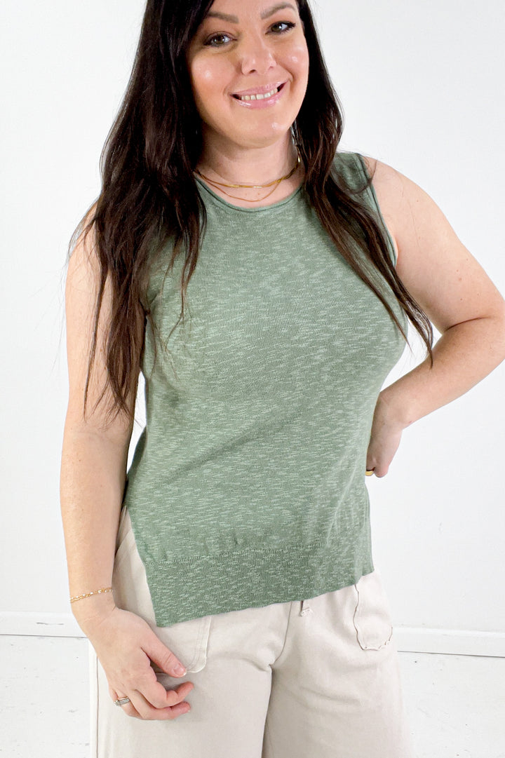 Raw Seam Pullover Knit Tank Top