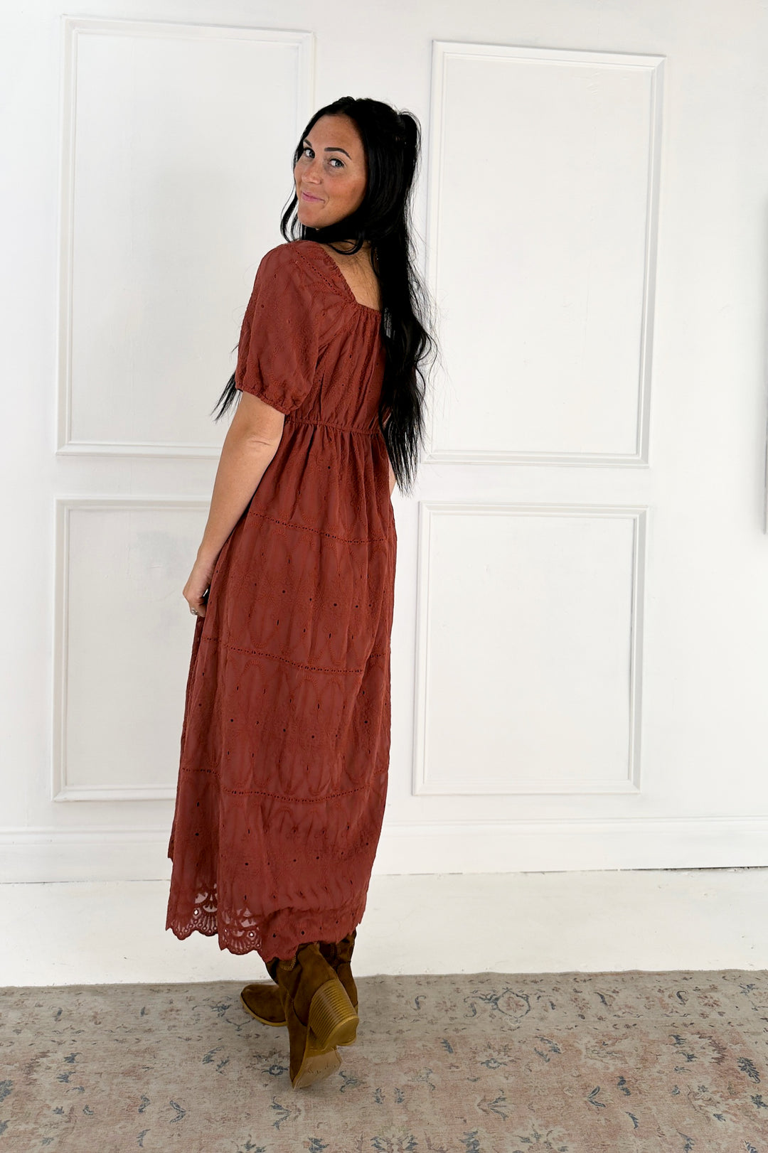 Embroidered Chiffon Mini Dress