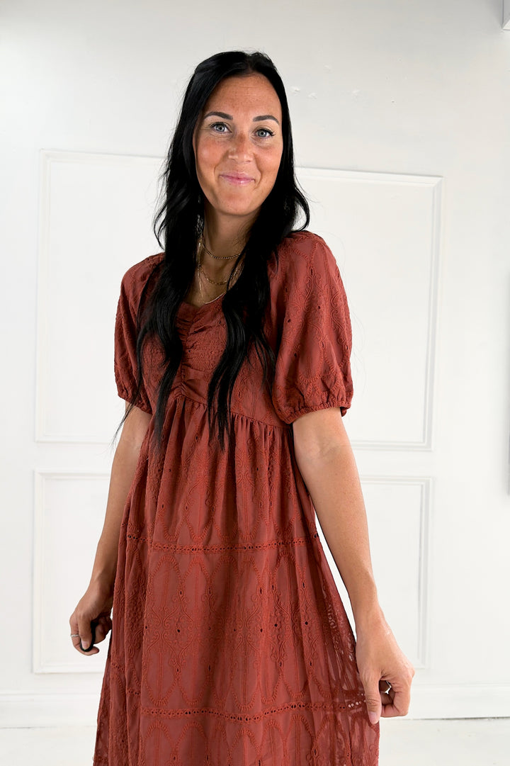 Embroidered Chiffon Mini Dress