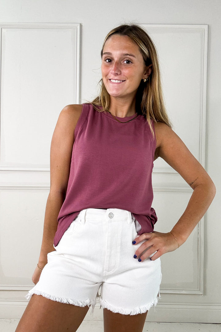 Super Soft Side Slit Sleeveless Top