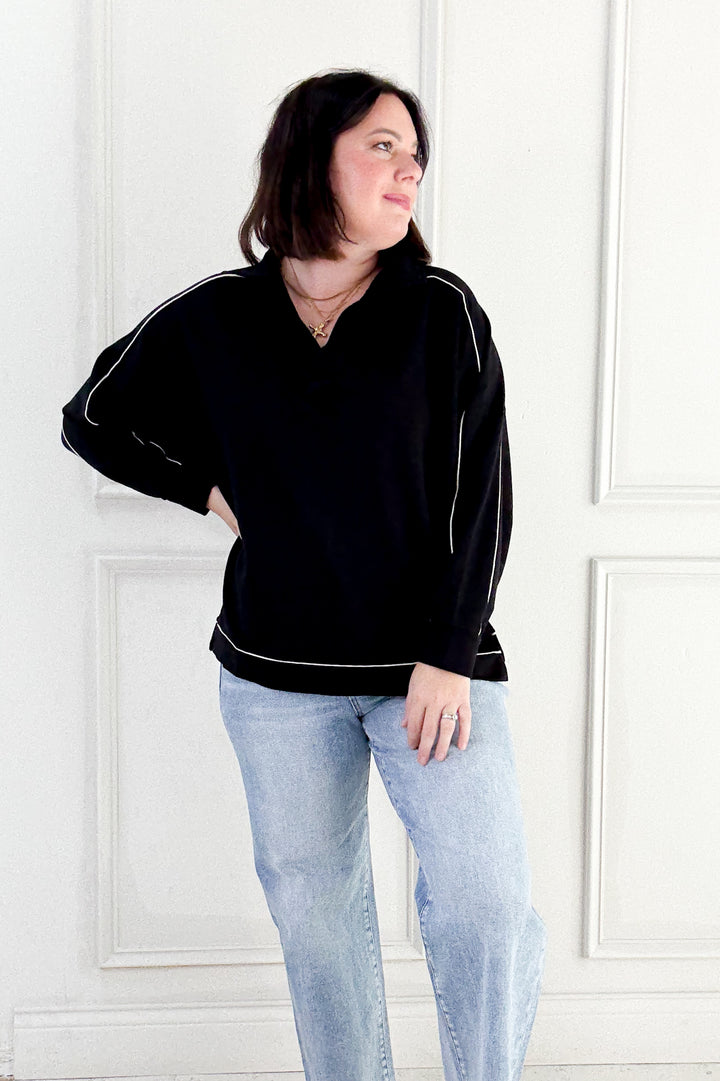 Coastline Collared Contrast Piping Pullover