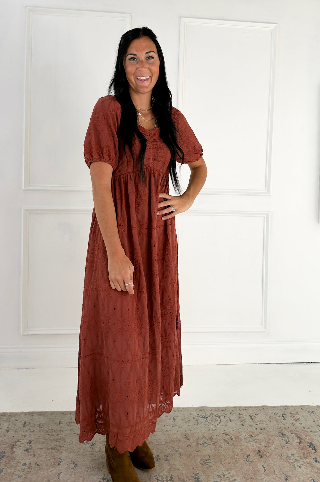 Embroidered Chiffon Mini Dress