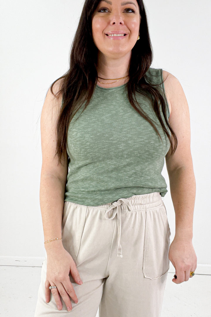 Raw Seam Pullover Knit Tank Top