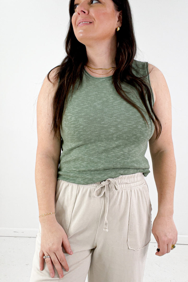 Raw Seam Pullover Knit Tank Top