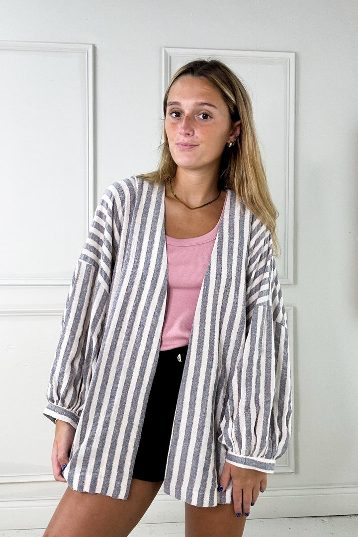 Open Front Kimono Style Long Sleeve Top