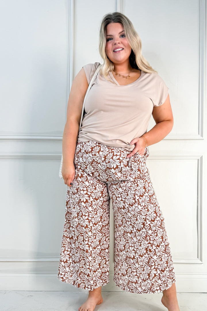 Curvy Floral Print Palazzo Pants