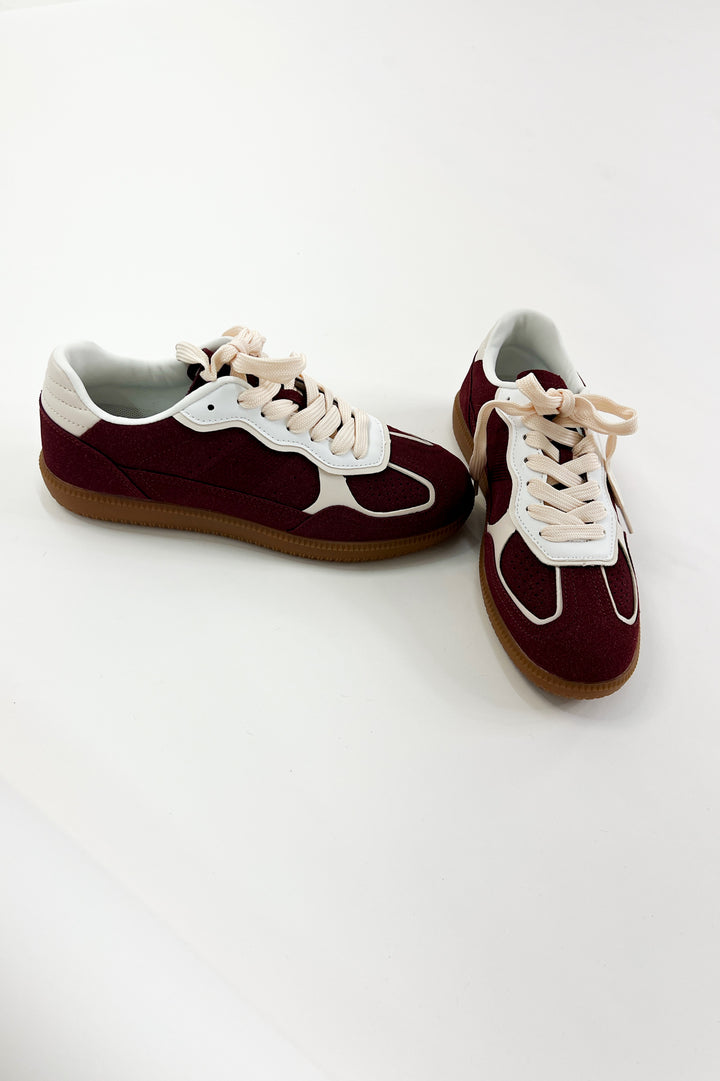 Burgundy Suede Court Sneakers