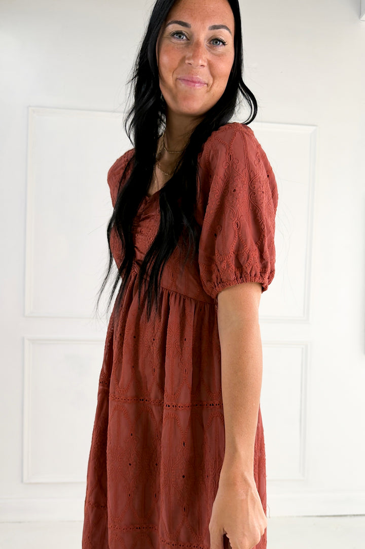 Embroidered Chiffon Mini Dress