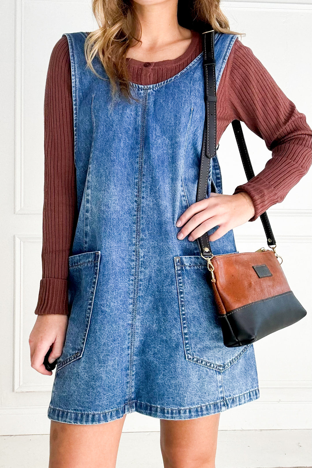 Denim Washed Overall Pocket Dress