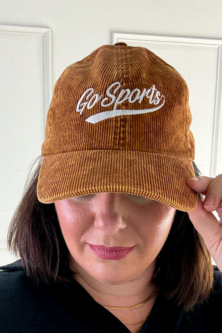 Go Sports Embroidery Corduroy Baseball Cap