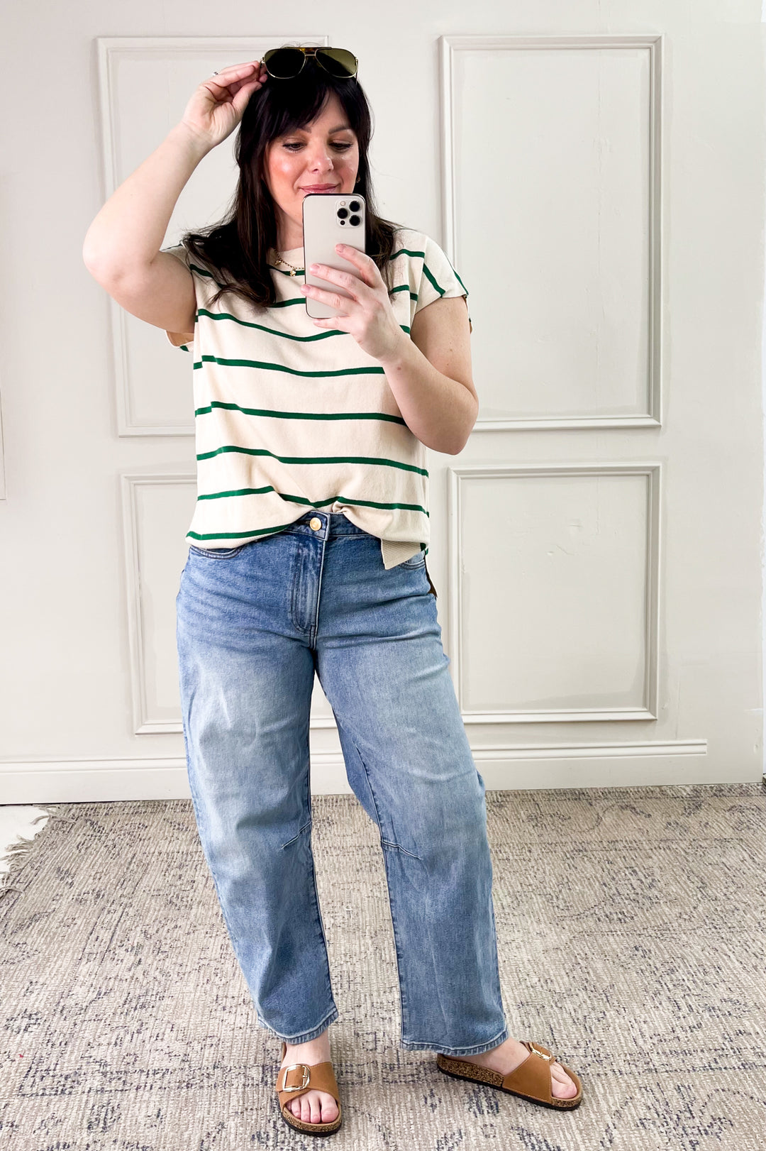 Striped Short Sleeve Sweater Top